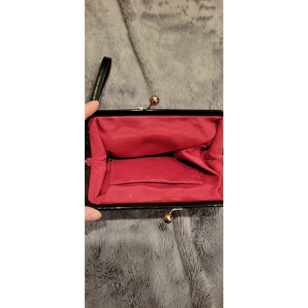COACH SATIN Black FRAME KISSLOCK CLUTCH WRISTLET 42799. - Picture 5 of 9